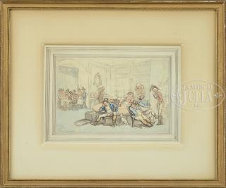 Appraisal: THOMAS ROWLANDSON English - CARICATURE OF GENTLEMEN HAVING A LONG