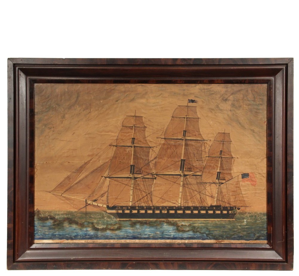 Appraisal: EARLY SHIP PORTRAIT - Port Side View of a US