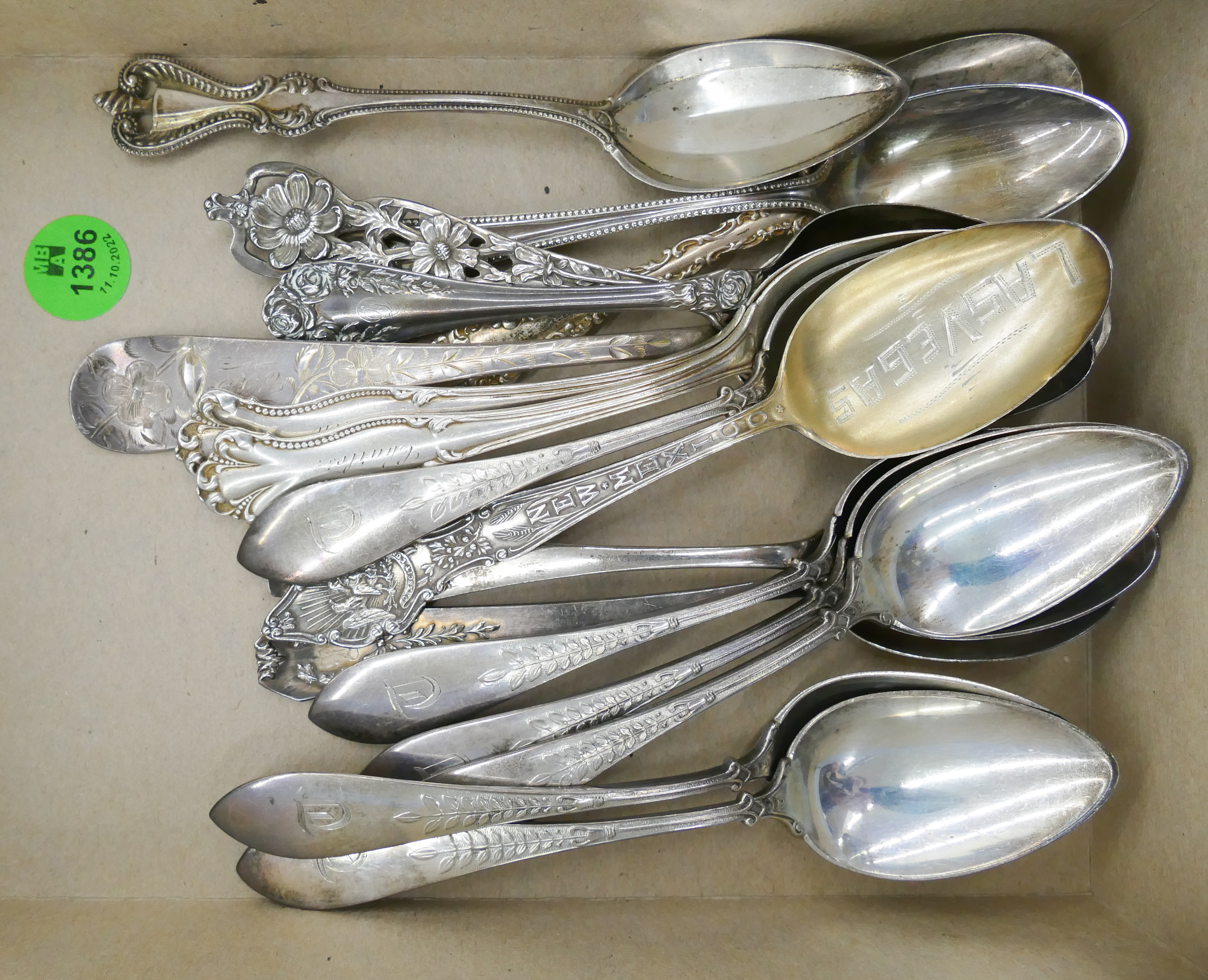 Appraisal: Box MISC Antique Sterling Spoons- g TW