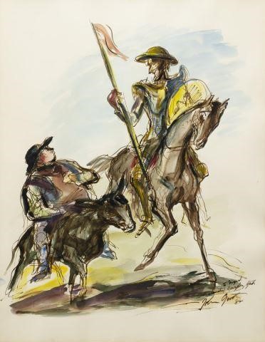 Appraisal: Framed watercolor painting on paper Don Quixote and Sancho Panza