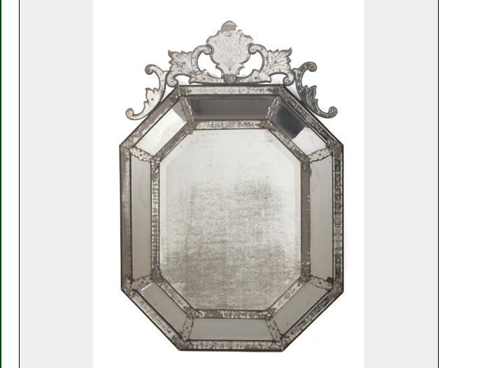 Appraisal: LARGE VENETIAN MOLDED AND ETCHED GLASS MIRROR OF OCTAGONAL FORM