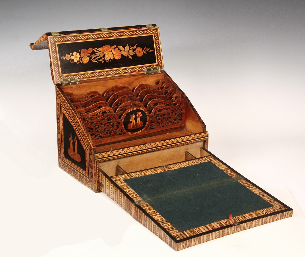 Appraisal: ITALIAN INLAID WRITING BOX - Fine Sorrento Writing Box by