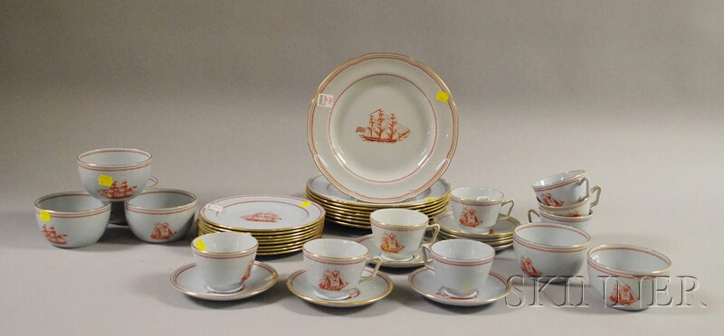 Appraisal: Thirty-eight-piece Spode Red Trade Winds Pattern Fine Stone Dinner Set