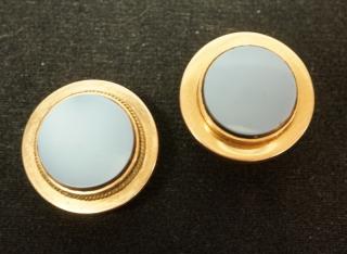 Appraisal: Victorian Gold Agate Buttons Tested gold Victorian Gold Agate Buttons