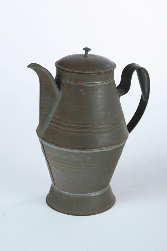 Appraisal: TIN COFFEE POT Probably Pennsylvania mid th century Formed tin