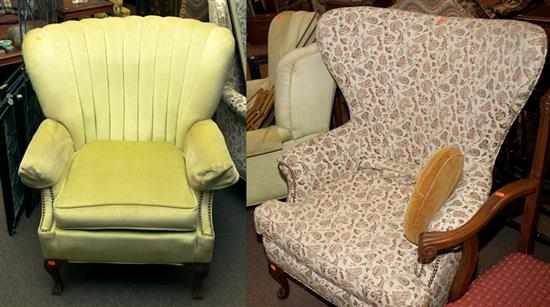 Appraisal: Queen Anne style carved mahogany upholstered armchair and a Chippendale