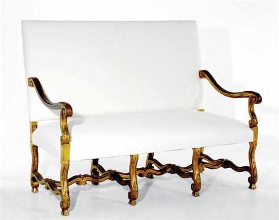 Appraisal: Continental giltwood high-back canape late th century rectangular padded back