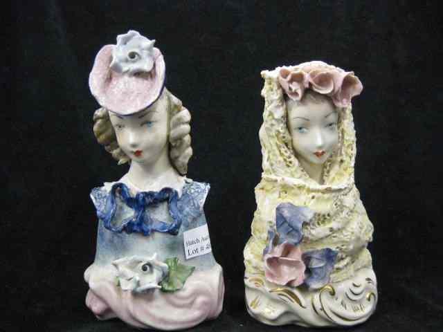 Appraisal: Two Corday Pottery Figurines bust of woman in fancy dress