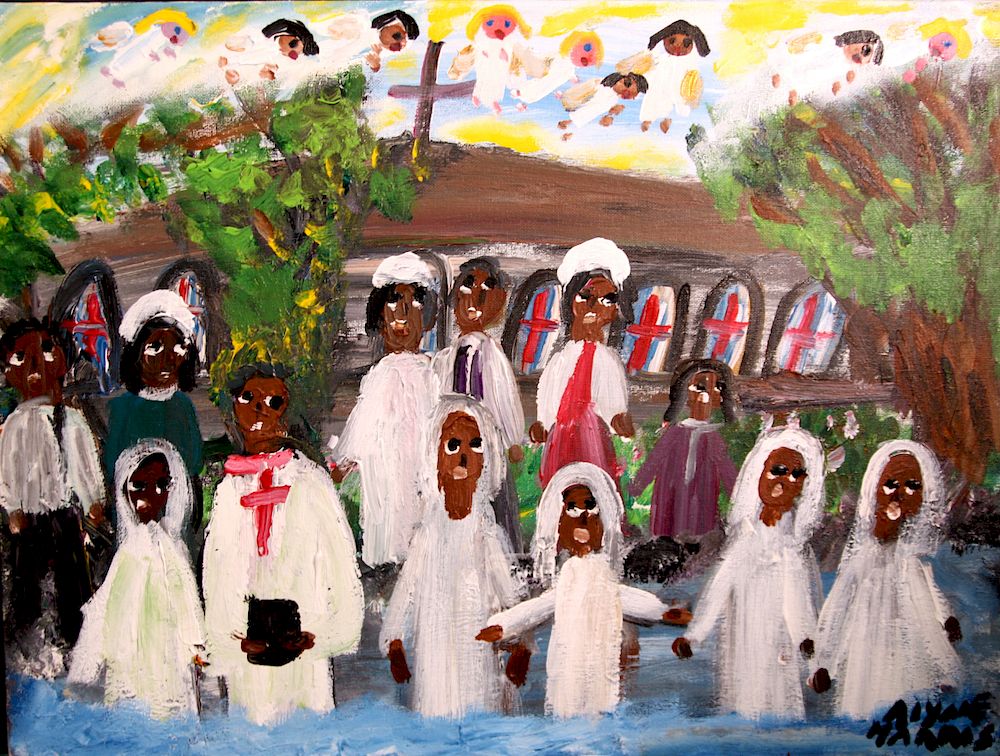 Appraisal: Outsider Art Alyne Harris Baptism Watched by Angels Harris Alyne