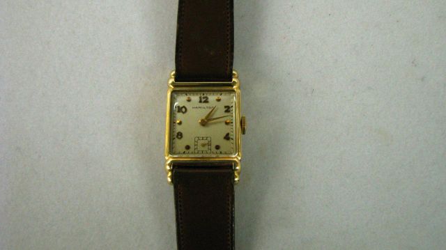 Appraisal: Gentleman's K gold-filled Hamilton watch with leather band 's style