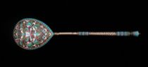 Appraisal: Russian Silver Enameled Spoon by Nikolai Pavlovich Pavlov Moskow ca