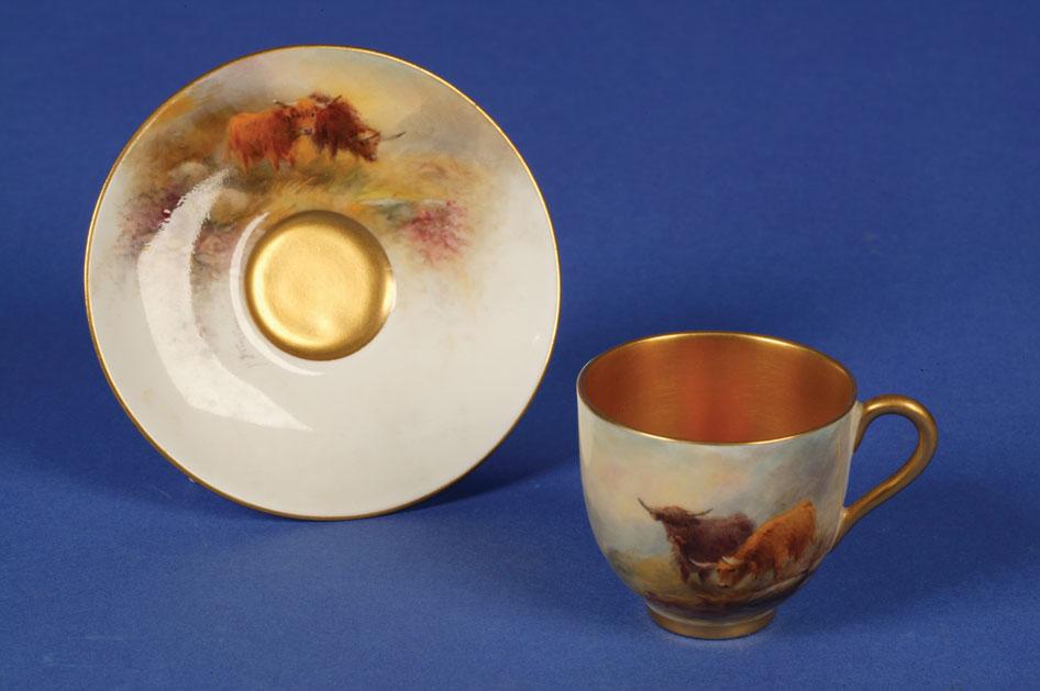 Appraisal: HARRY STINTON A ROYAL WORCESTER CABINET CUP AND SAUCER painted