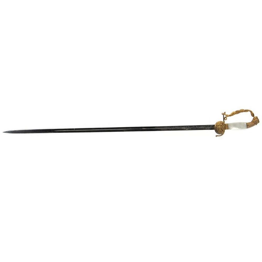 Appraisal: Dress Sword Gilt Leonine hilt and floral engraved blade in