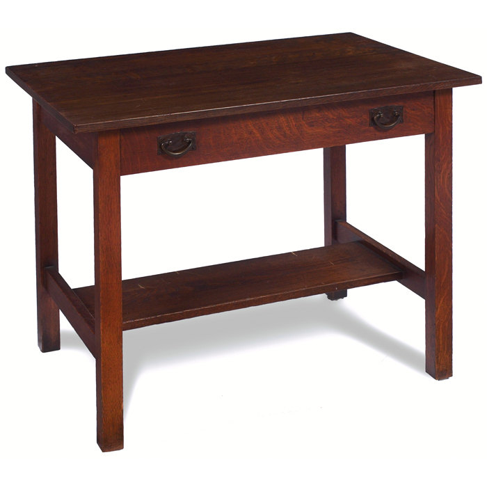 Appraisal: Gustav Stickley library table rectangular top over a single drawer