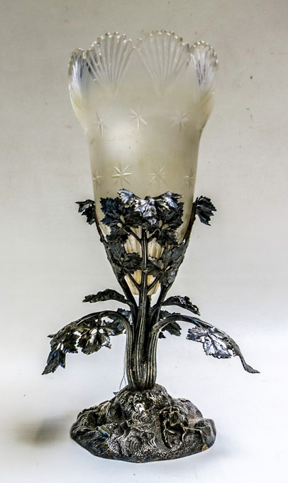 Appraisal: VICTORIAN SILVER PLATED AND CUT CRYSTAL CELERY VASE the metal