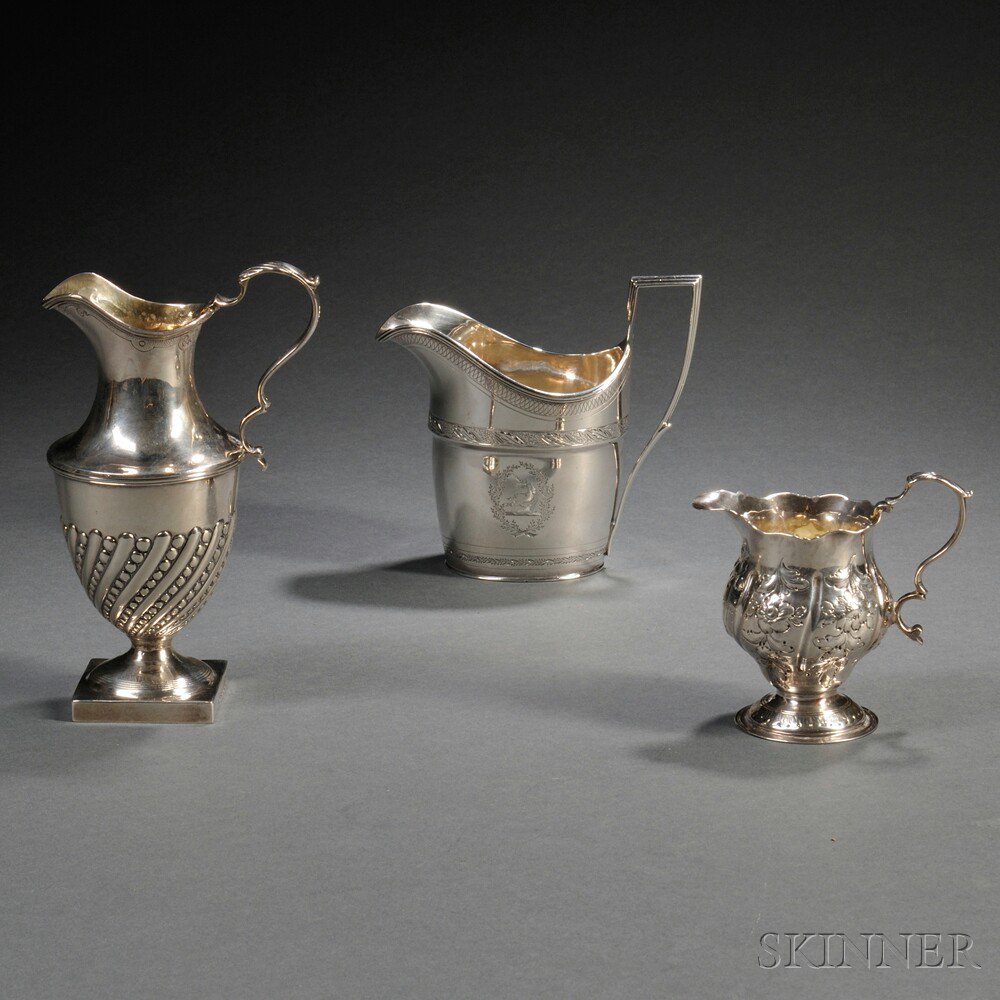 Appraisal: Three George III Sterling Silver Creamers each London one -