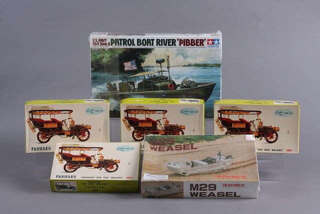 Appraisal: Lot of plastic kits Panhard cars Tamiya patrol boat and