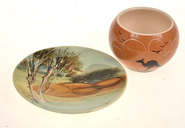 Appraisal: GUY BOYD ABORIGINAL POT AND PLATE