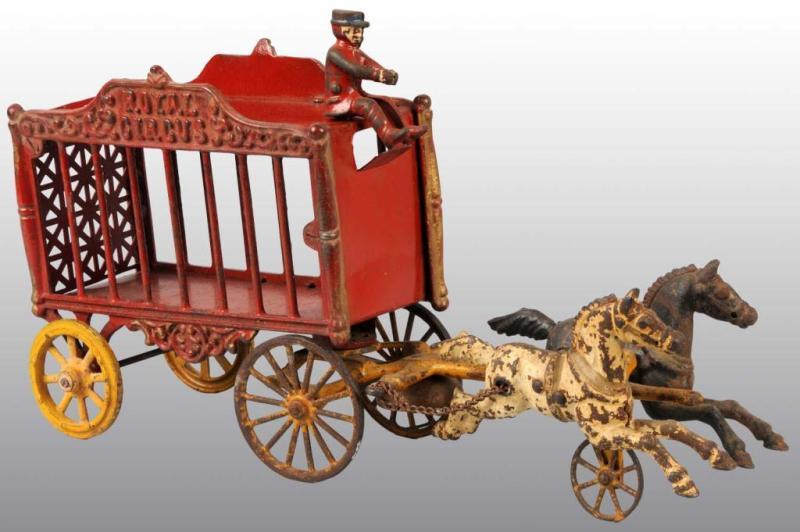 Appraisal: Cast Iron Hubley Royal Circus Cage Wagon Toy Description Pulled