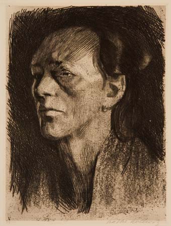 Appraisal: K THE KOLLWITZ Arbeiterfrau mit dem Ohrring Etching and soft-ground