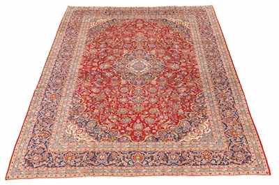 Appraisal: A Large Kashan Carpet Overall ruby red ground with a