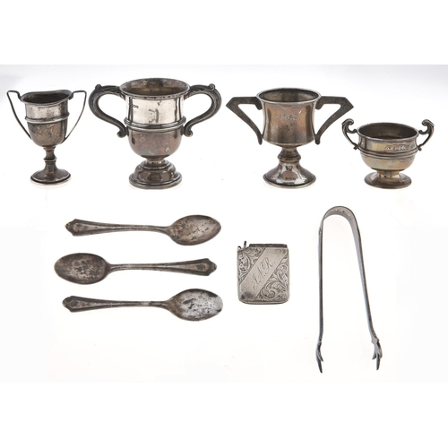 Appraisal: Four miniature silver trophy cups various sizes makers and dates