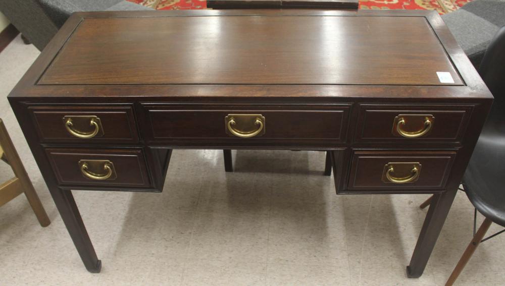 Appraisal: FIVE-DRAWER ROSEWOOD WRITING DESK Chinese th century retail label of