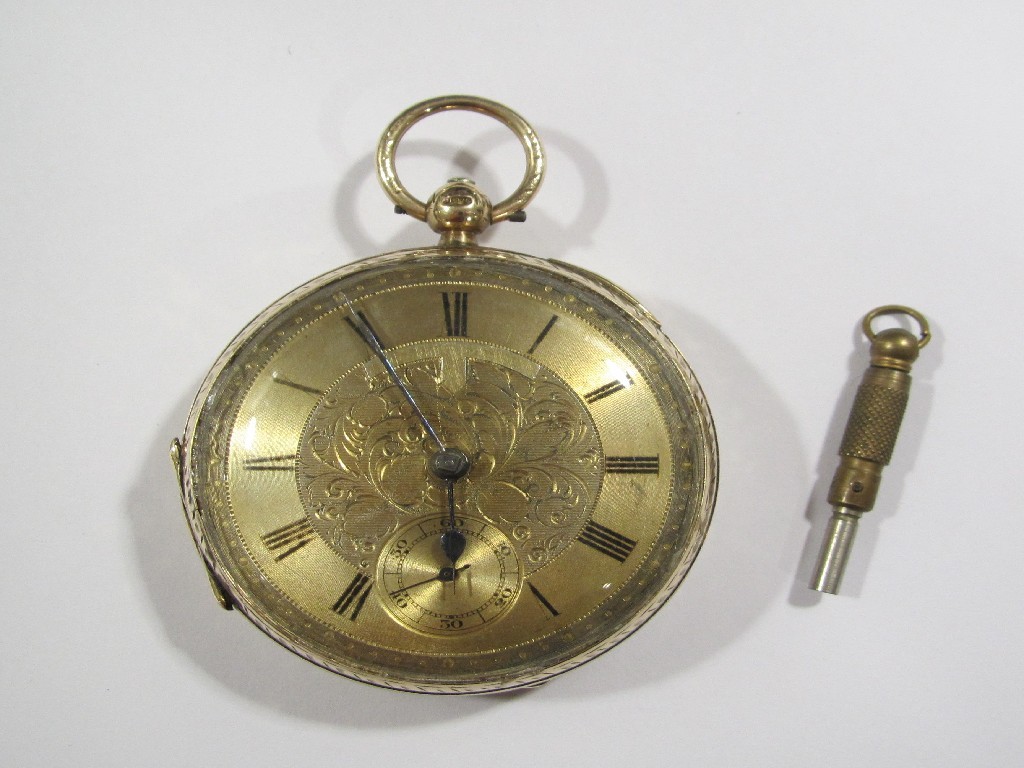 Appraisal: Victorian ct gold cased open faced pocket watch with gilt