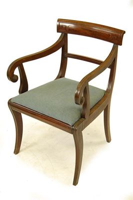 Appraisal: A Regency mahogany open armchair the scroll arms to a