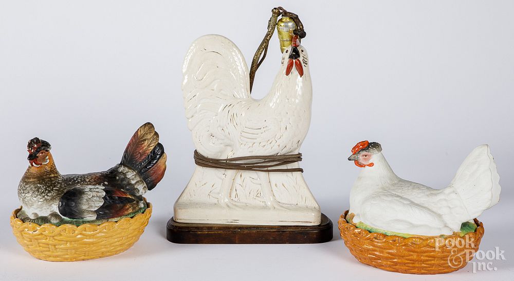 Appraisal: Two porcelain hen on nests etc Two porcelain hen on