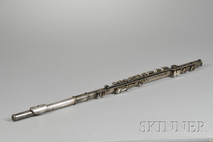 Appraisal: French Silver Flute in C Florentine Barbier c serial number