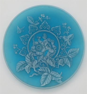 Appraisal: A Stourbridge cameo glass plate blue glass decorated with a