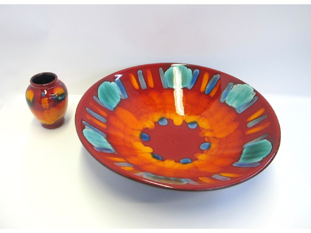 Appraisal: Poole Pottery 'Volcano' dish and a similar vase