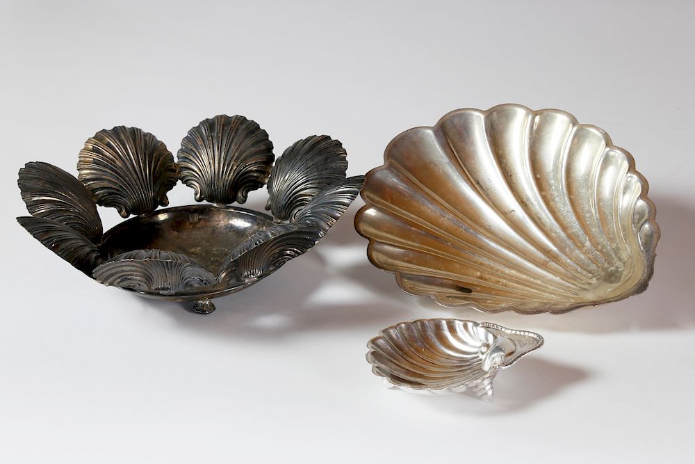 Appraisal: Three Sterling Silver Shell Dishes Exclusive on Bidsquare Three Sterling