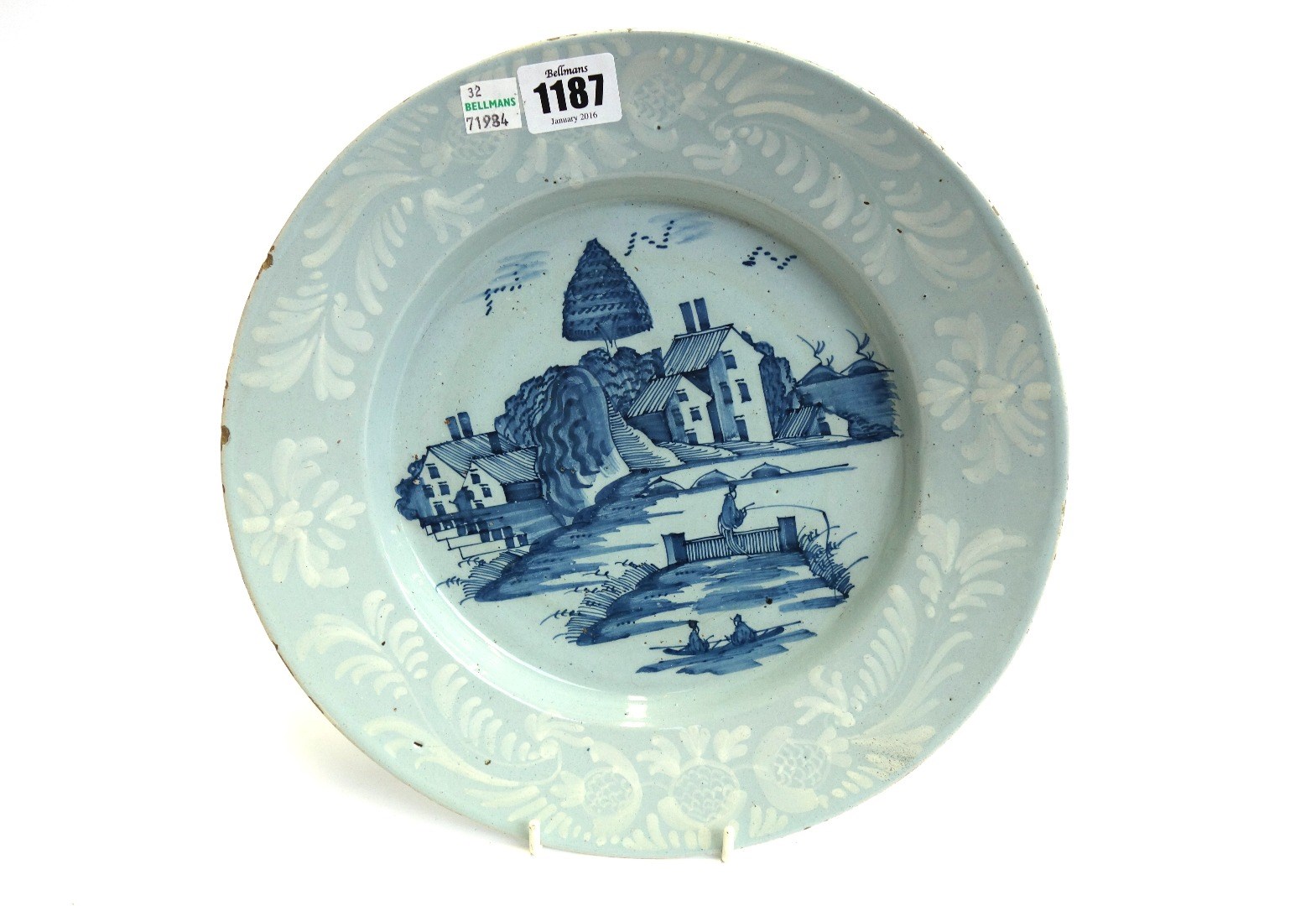 Appraisal: A Bristol delftware blue and white dish circa painted with