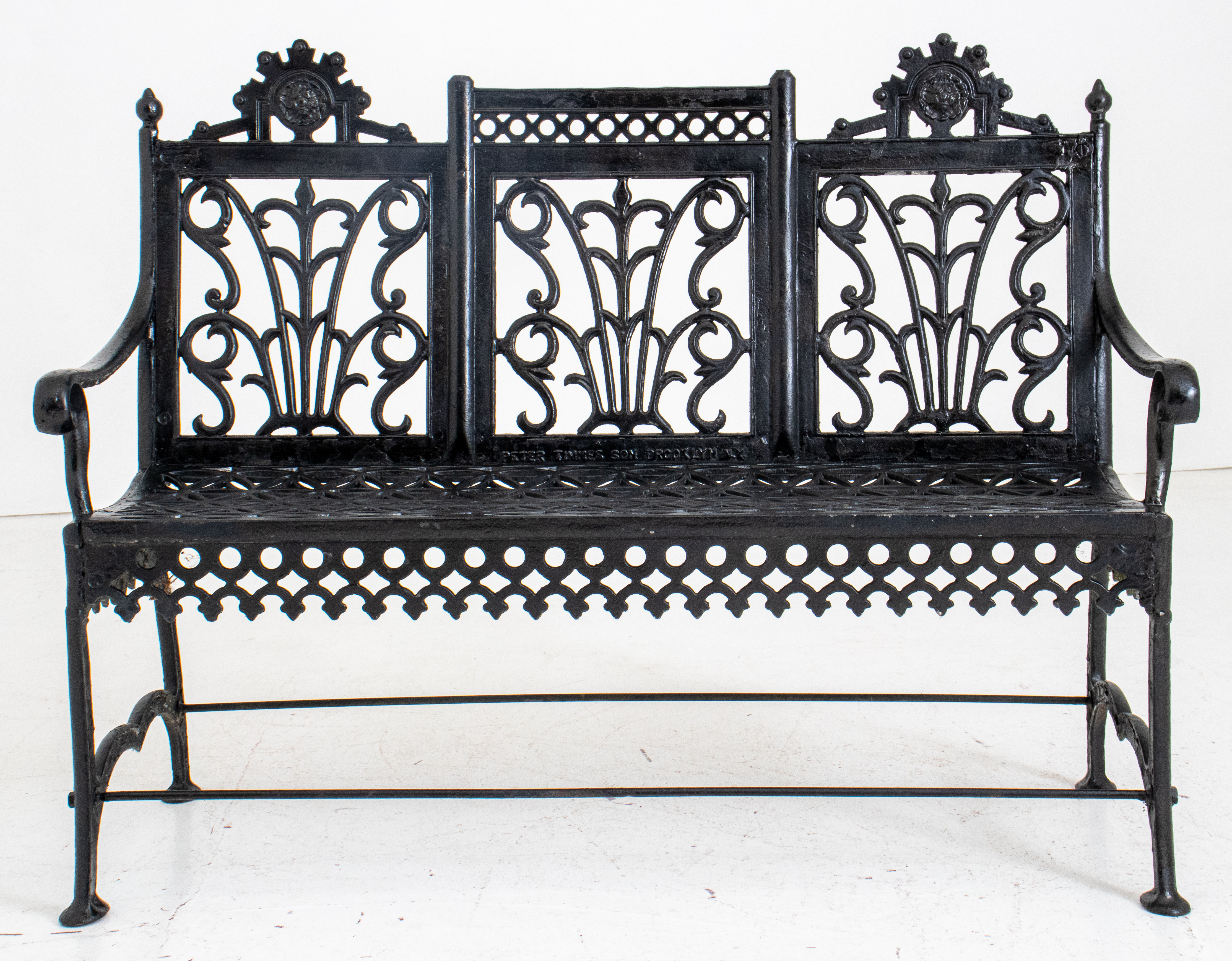 Appraisal: PETER TIMMES SONS CAST IRON GARDEN BENCH Peter Timmes Sons