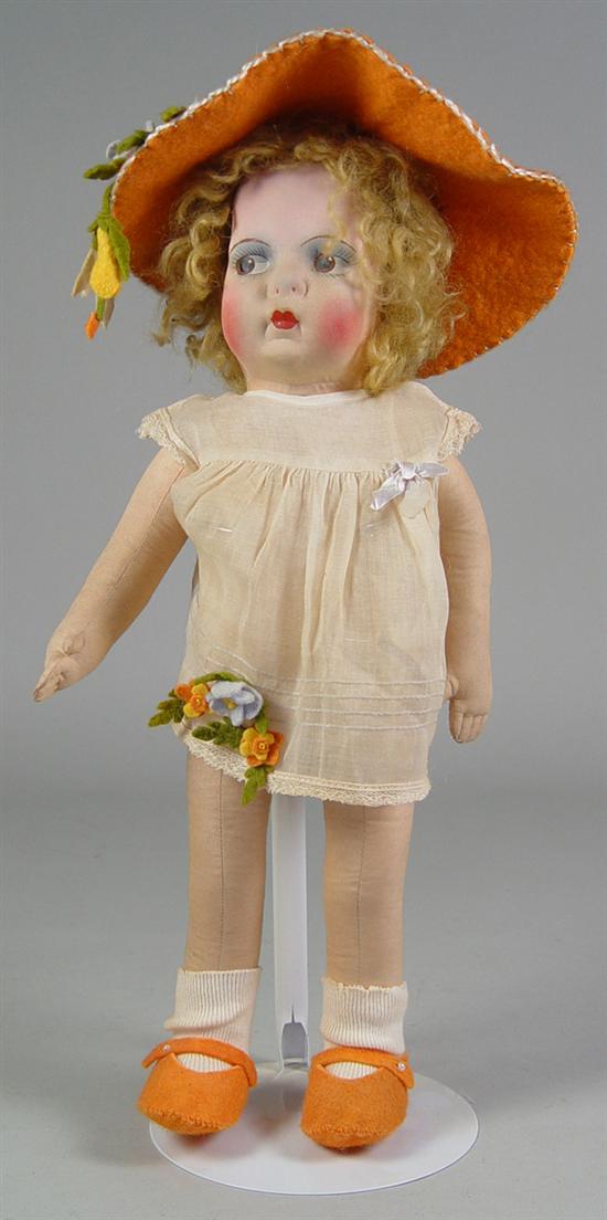 Appraisal: French Gre-Poir Lenci Type Doll Circa Brown side glancing eyes