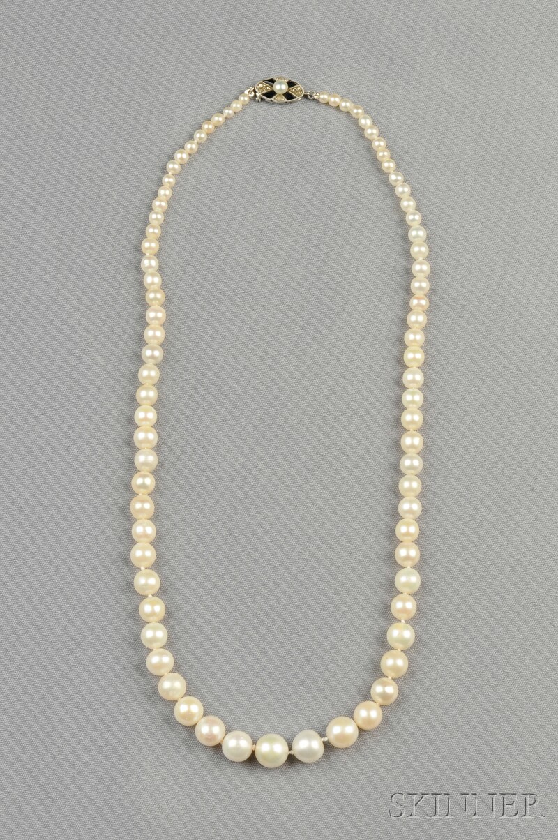 Appraisal: Natural Pearl Necklace composed of seventy-eight pearls graduating in size