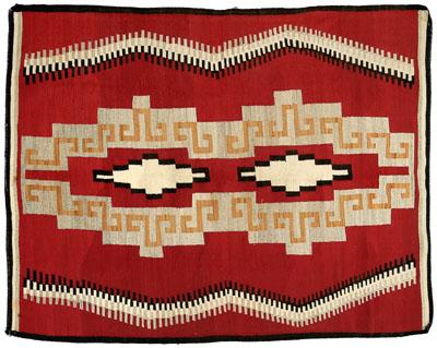 Appraisal: Navajo regional rug serrated central diamonds flanked by rectangular border