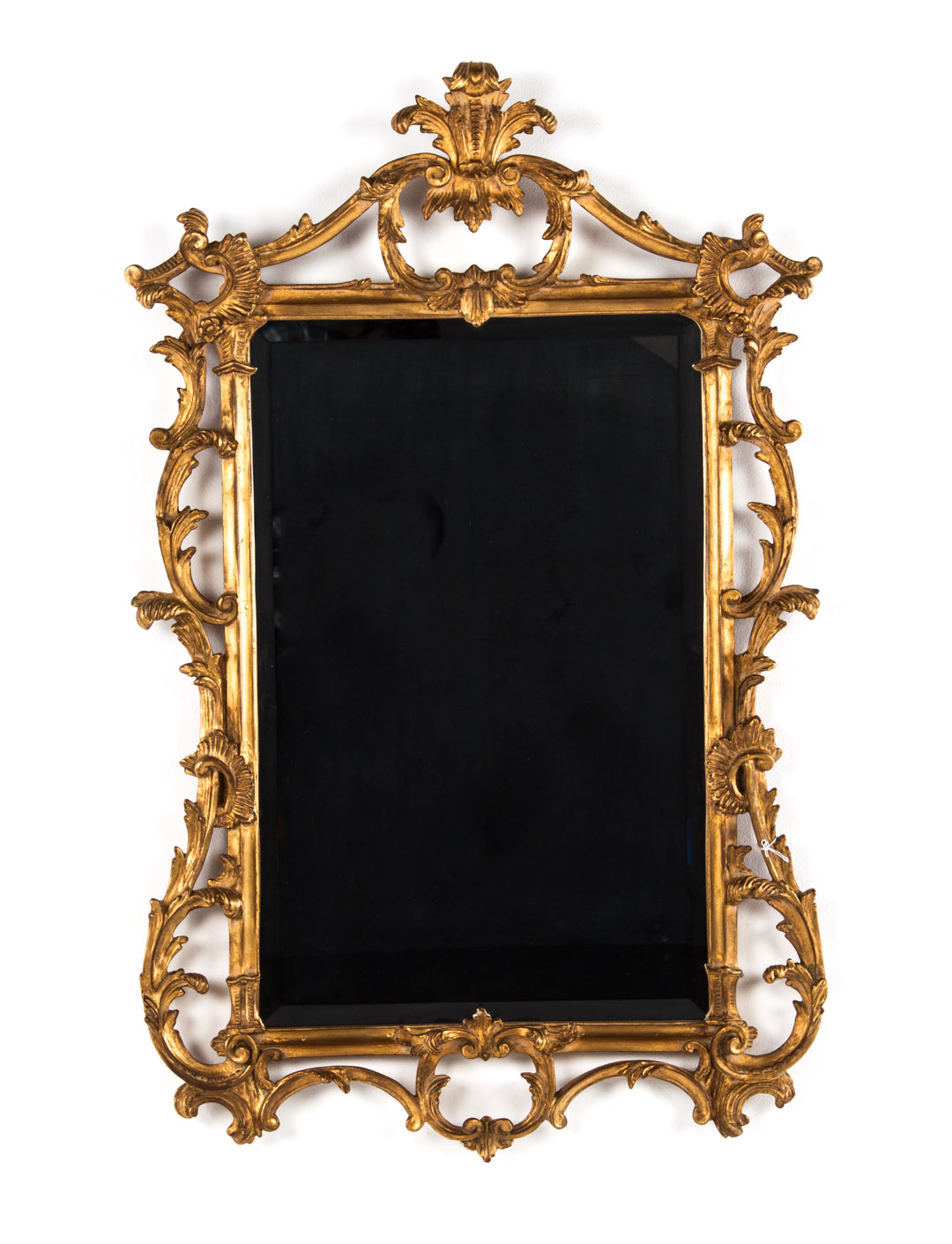 Appraisal: Chippendale style giltwood looking glass scroll and acanthus frame beveled