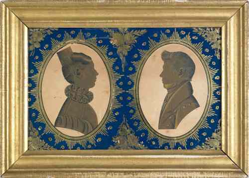 Appraisal: Augustus Day Philadelphia - double portrait silhouette signed Day Fecit