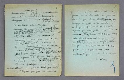 Appraisal: SIDONIE GABRIELLE COLLETE MANUSCRIPT ESSAY Seven pages with holograph corrections