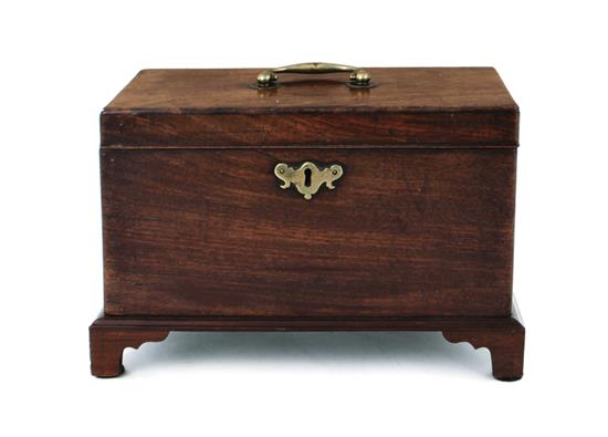 Appraisal: Georgian mahogany triple tea caddy hinged rectangular lid opening to