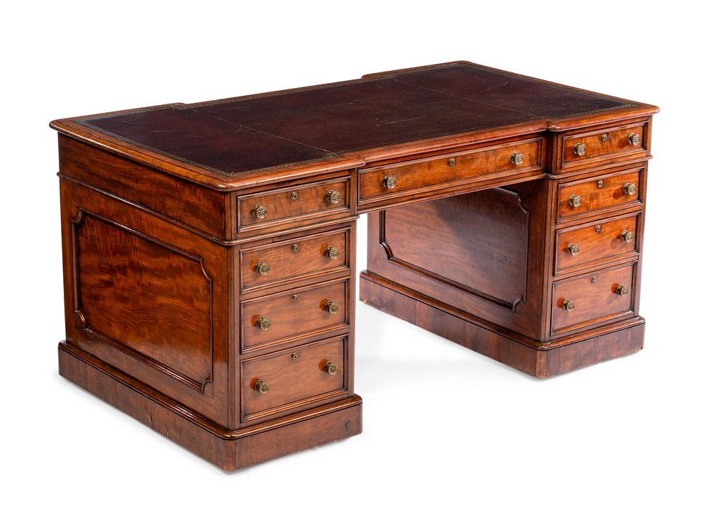 Appraisal: A Regency Style Mahogany Partners Desk A Regency Style Mahogany