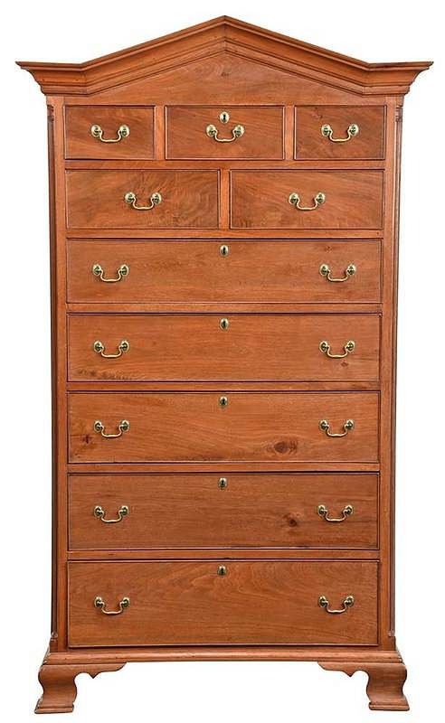 Appraisal: Rare North Carolina Chippendale Walnut Tall Chest Piedmont North Carolina