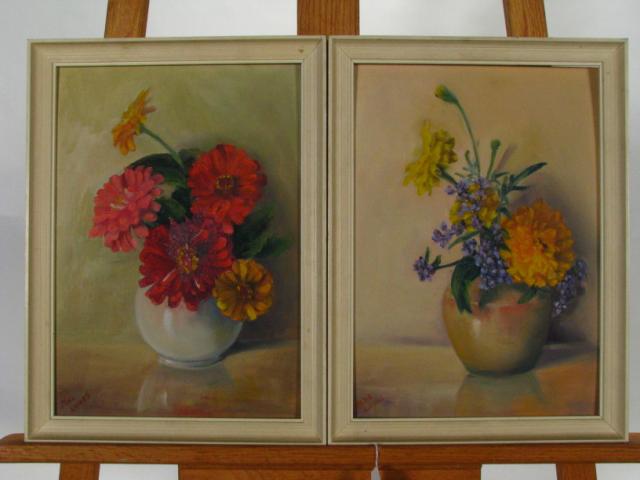 Appraisal: Mae Dilliner Lowes IN - Pair of x Oil on