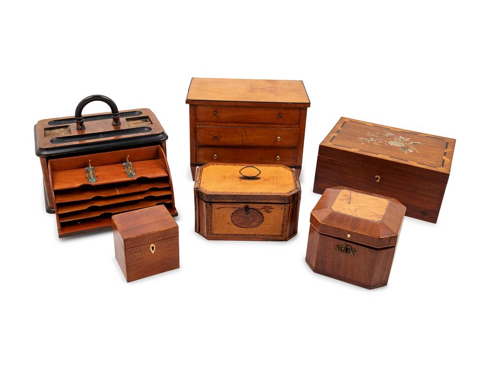 Appraisal: Six English Boxes and Tea Caddies Six English Boxes and