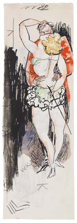 Appraisal: WALT KUHN Circus Ringleader and a Female Acrobat Watercolor on