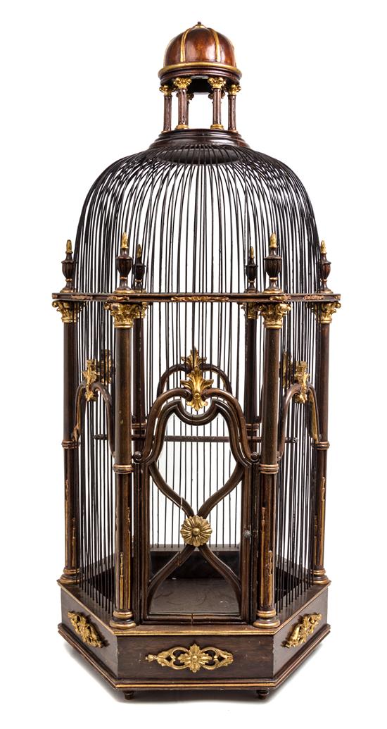 Appraisal: Sale Lot A Continental Parcel Gilt Mahogany Birdcage the domed