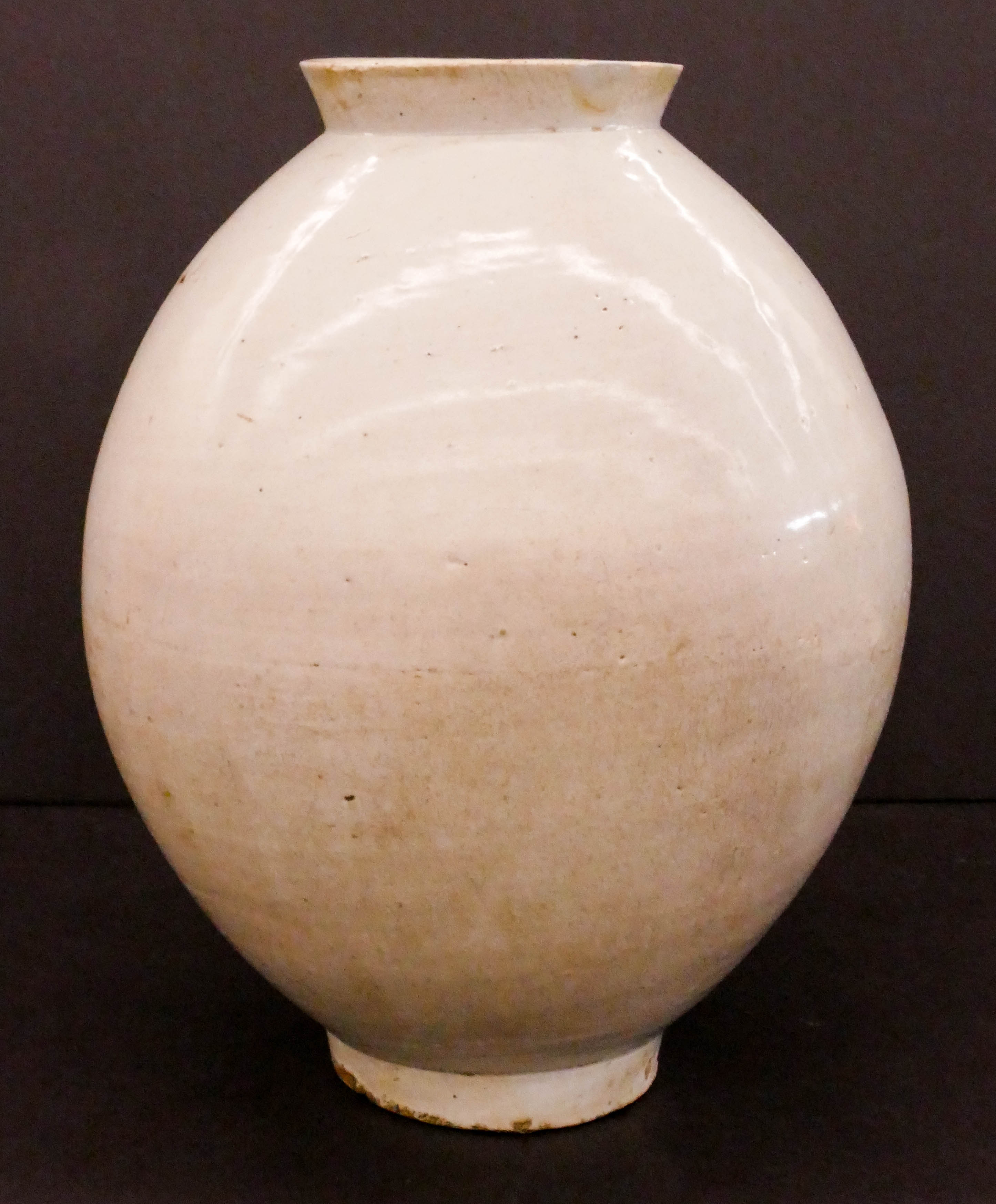 Appraisal: Korean Joseon White Ovoid Moon Jar ''x '' A large